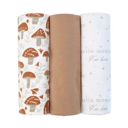 Комплект пелёнок Mjolk Mushrooms/Camel/Hello Mommy cет из 3х штук 80*80