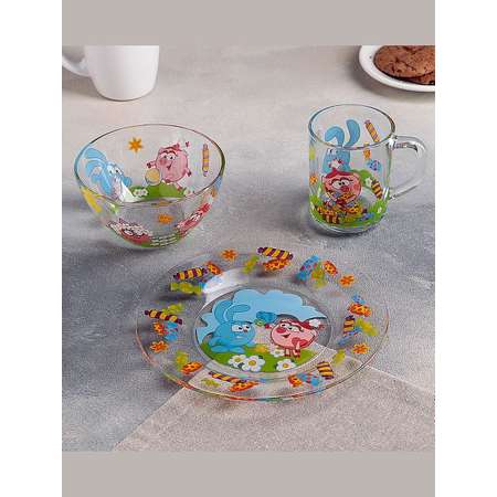Набор детской посуды СМЕШАРИКИ из стекла