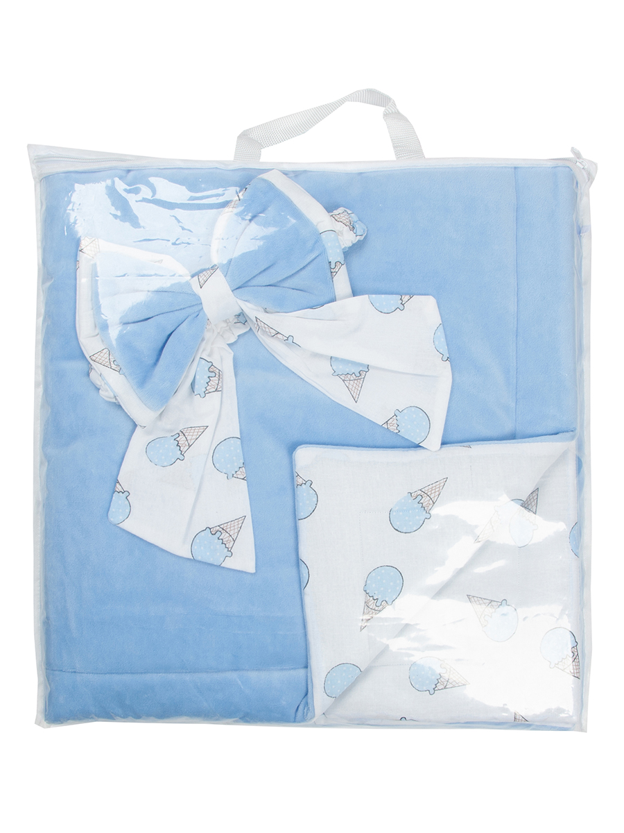 Конверт-одеяло Чудо-Чадо на выписку для новорожденного Плюша голубой/мороженое - фото 8
