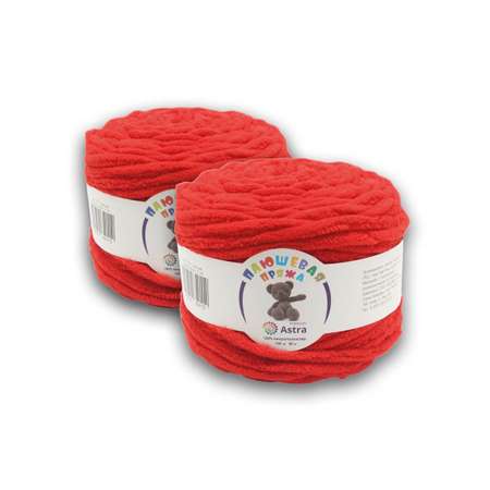 Пряжа для вязания Astra Premium плюшевая пушистый ворс полиэстер 100 гр 80 м 152 красный 2 мотка