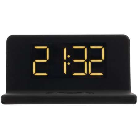 Часы настольные Uniscend с беспроводным зарядным устройством Pitstop черные
