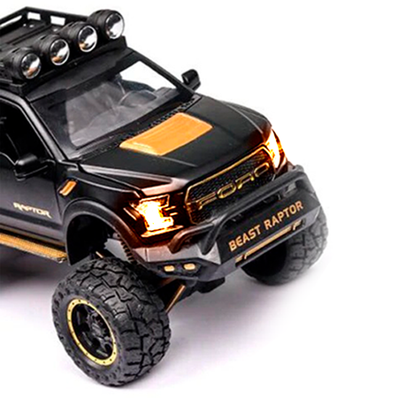 Коллекционная машинка WiMI Ford Raptor с мотоциклом и светозвуковым сигналом