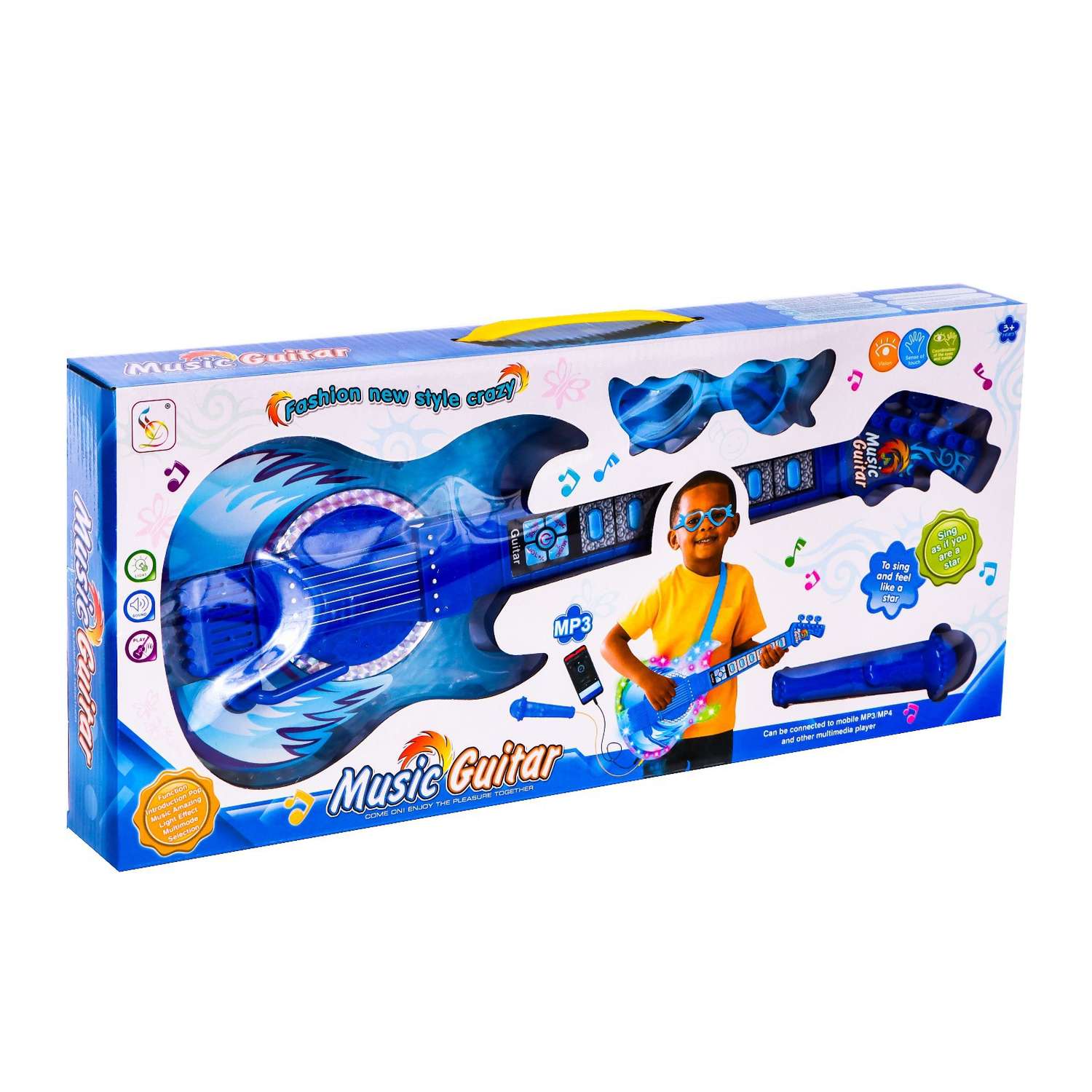Игрушка Sima-Land музыкальная гитара «Играй и пой» с микрофоном звуковые эффекты цвет синий - фото 8