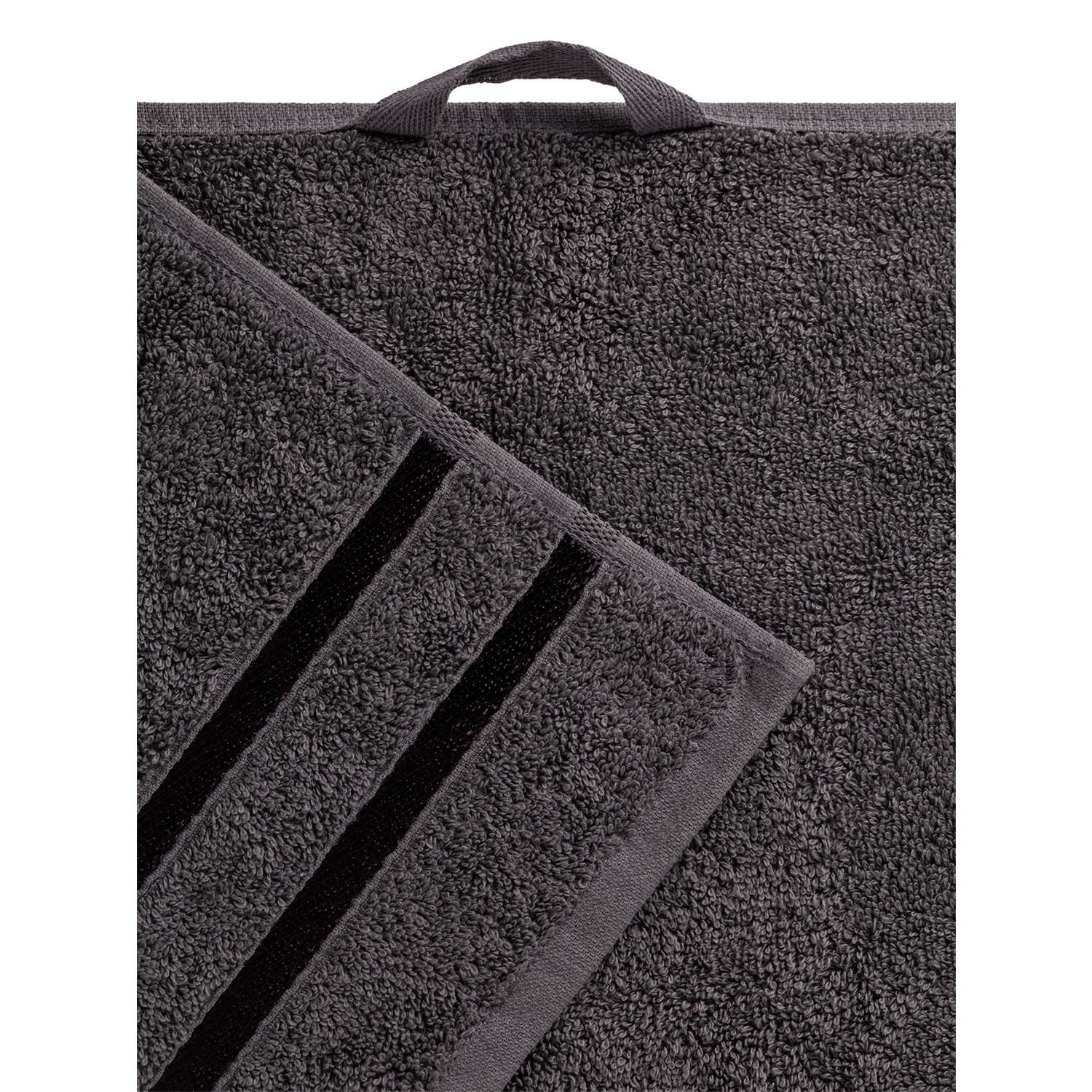 Полотенце махровое LUCKY с лентой 35x70 см 100% хлопок тёмно-серый D100320 - фото 3