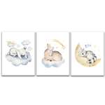 Комплект картин на холсте LOFTime Зайка олененок котенок сплюшки 30*40