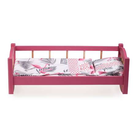 Кроватка для кукол Тутси с одним бортиком розовая деревянная