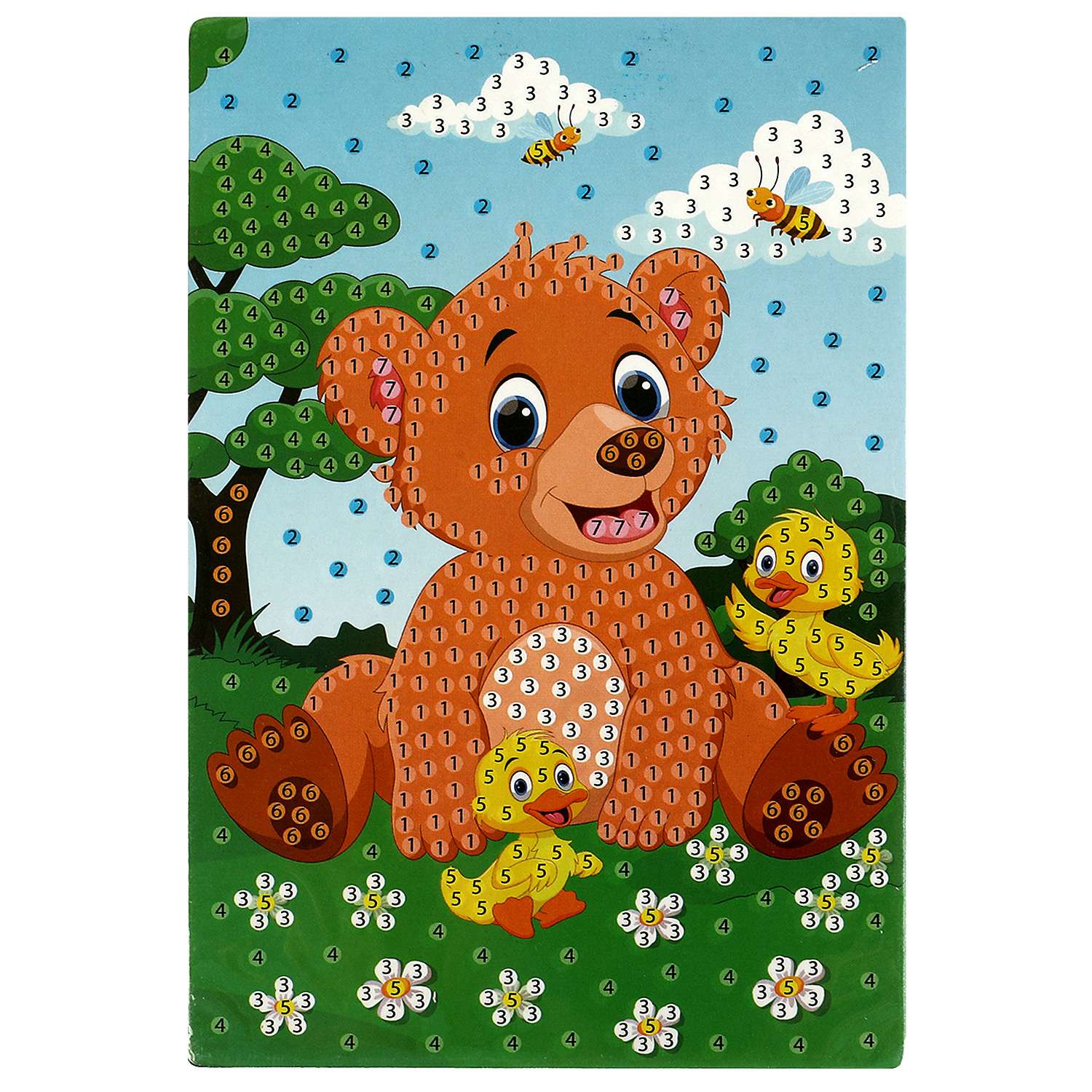 Набор для детского творчества МультиАРТ Алмазная мозаика медведик и птичка - фото 4