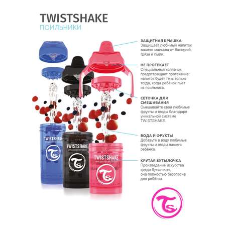 Поильник-непроливайка Twistshake Чёрный супергерой 230 мл 4 мес+