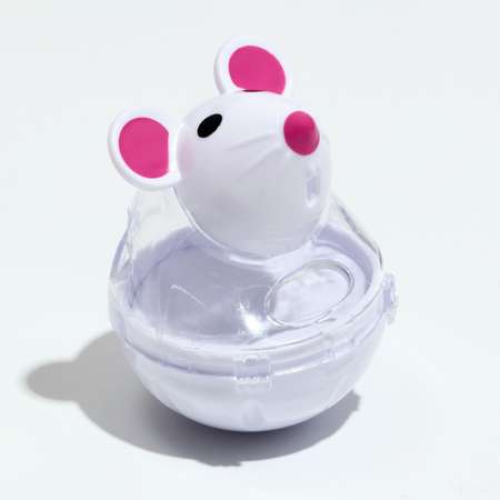 Игрушка-неваляшка Пижон Мышка с отсеком лакомства до 1 см 4.7х6.5 см белая