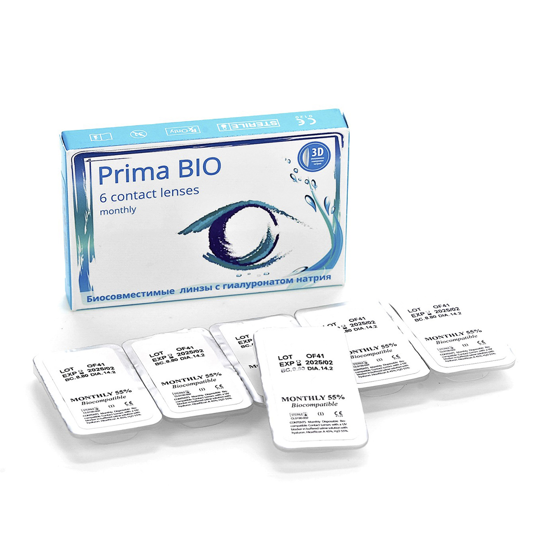 Контактные линзы OKVision Prima BIO 6 шт R 8.8 -2.00 - фото 2