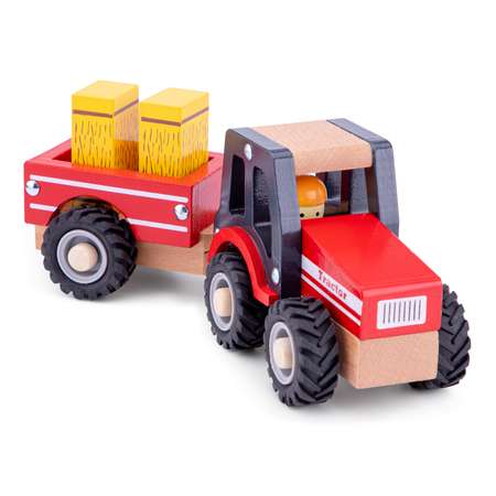 Трактор игрушечный New Classic Toys с прицепом сено