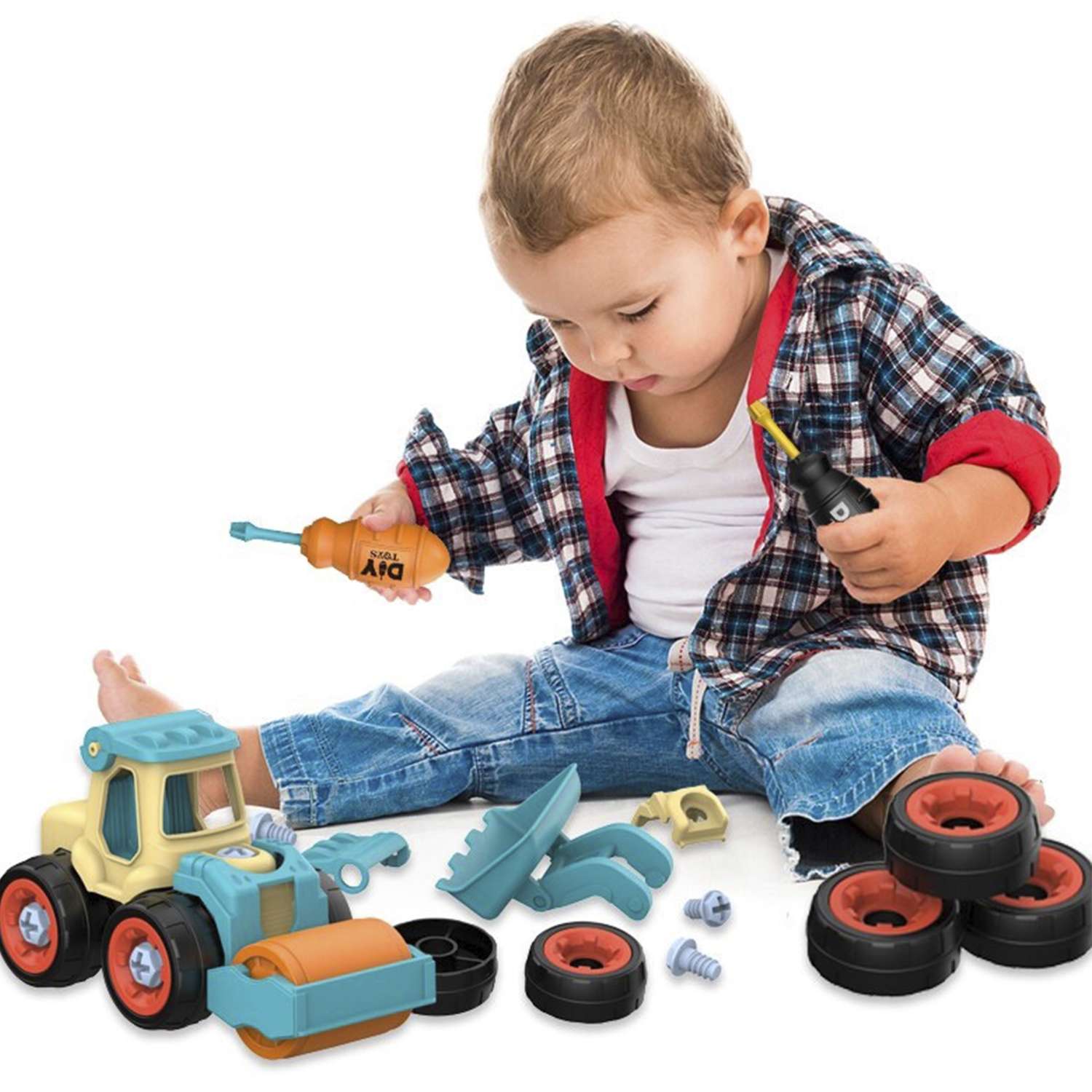 Детская игрушка конструктор SHARKTOYS скрутка набор строительной дорожной техники - фото 2