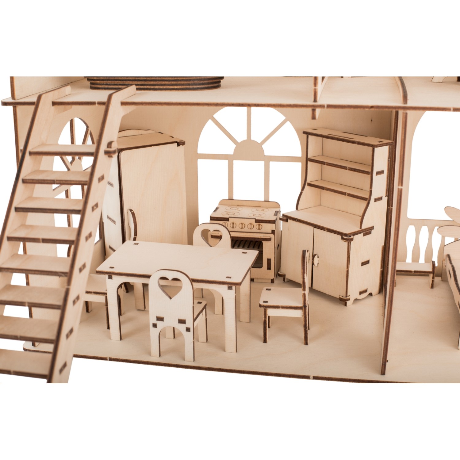 Конструктор ХэппиДом Кукольный домик Коттедж с пристройкой и мебелью Premium HK-D011 - фото 6