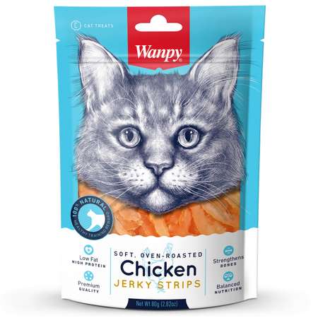 Лакомство для кошек Wanpy Cat 80 г соломка из курицы мягкая вяленая