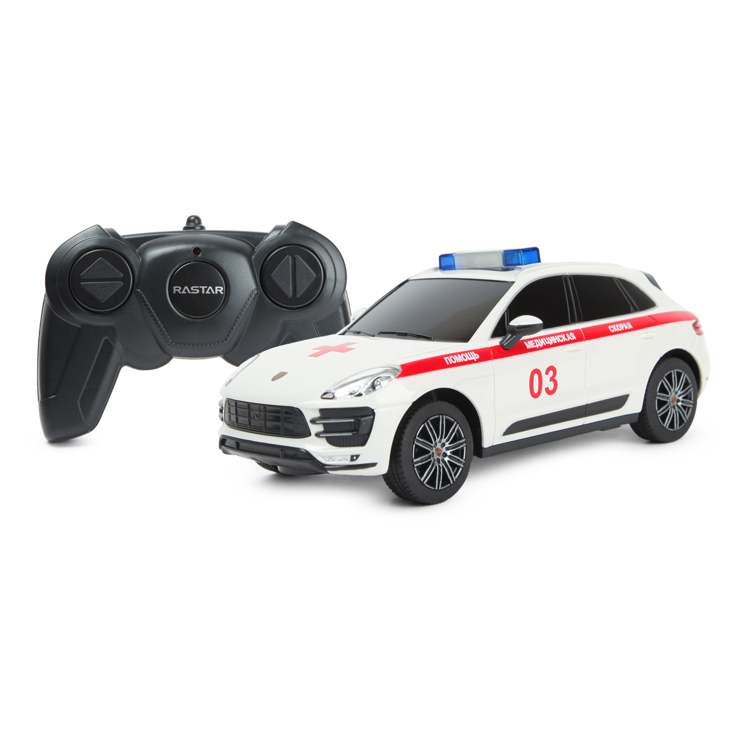 Машина Rastar РУ 1:24 Prosche Macan Turbo Ambulance Белая 71800A купить по  цене 1499 ₽ в интернет-магазине Детский мир