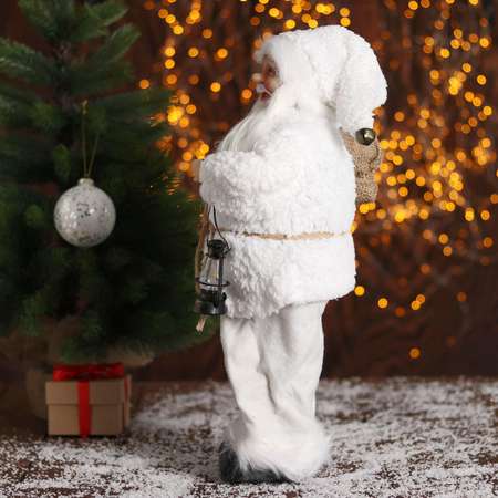 Дед мороз Зимнее волшебство «В белой шубке с фонариком» 43 см