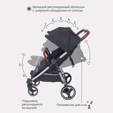 Коляска детская прогулочная MOWbaby для близнецов Tandem MB170 Black