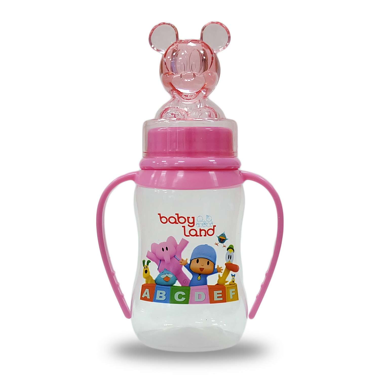 Бутылочка Baby Land с колпачком-игрушкой 150мл с силиконовой анатомической соской Air System розовый - фото 1