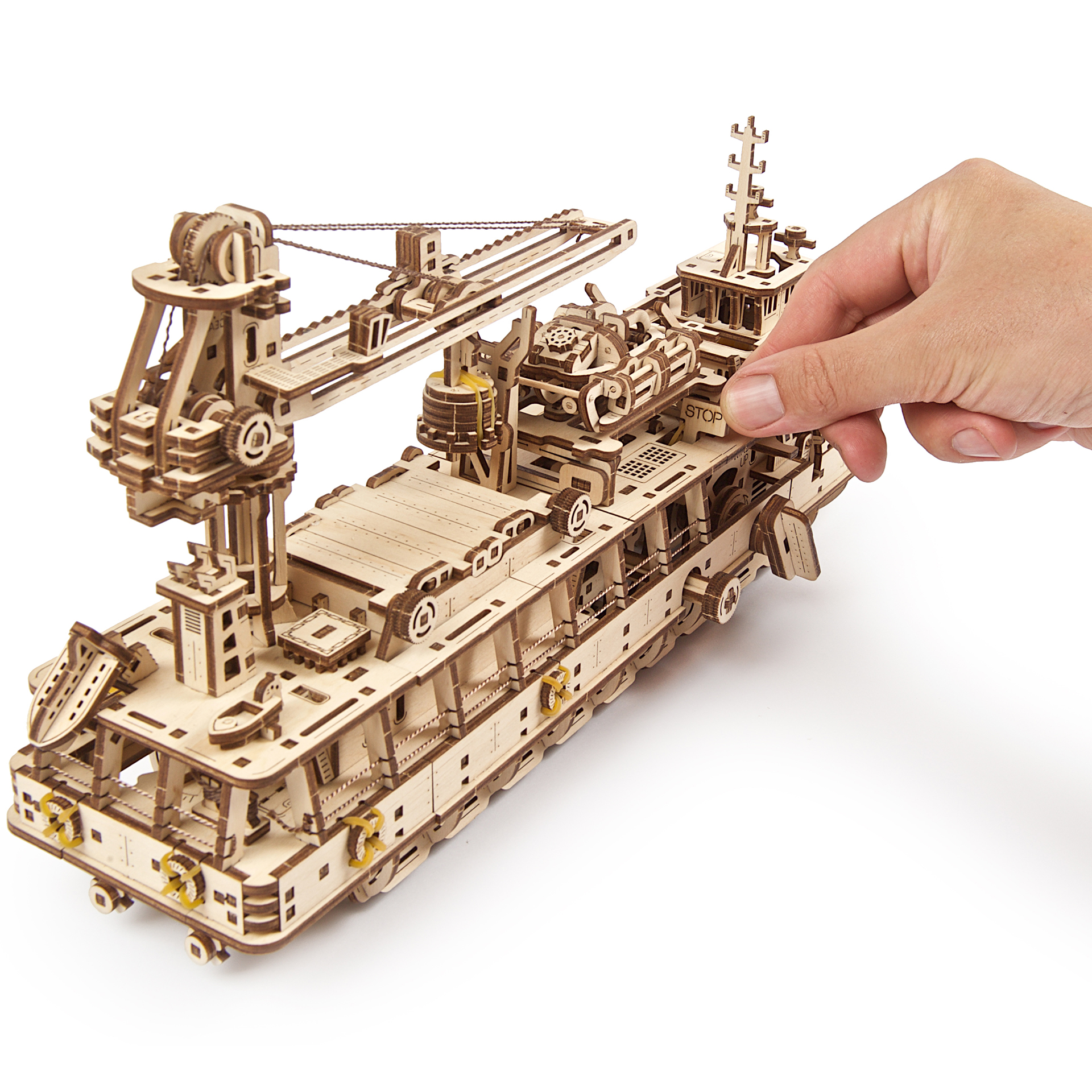 Сборная деревянная модель UGEARS Научно-исследовательское судно 3D-пазл механический конструктор - фото 7