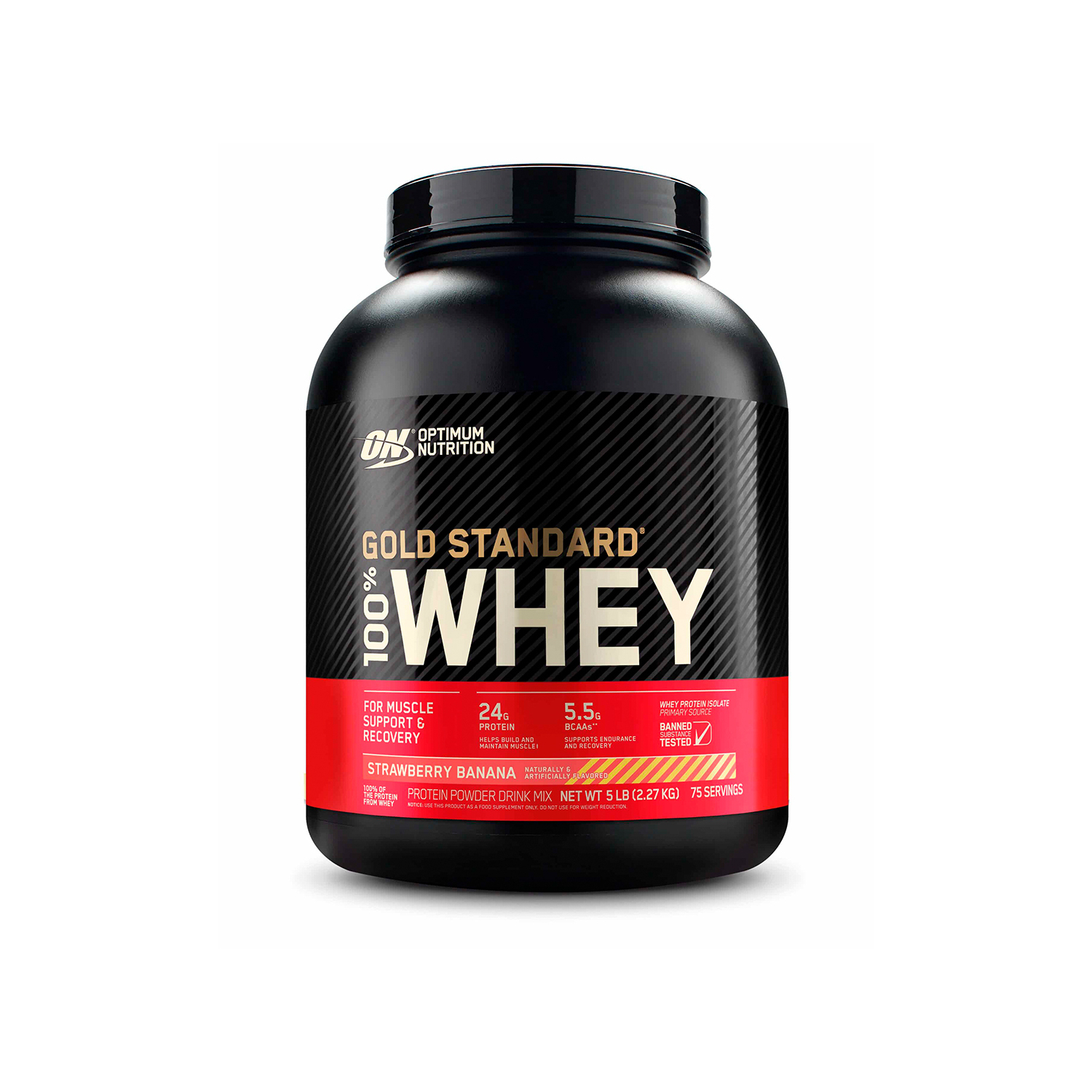 Протеин Optimum Nutrition Gold Standard 100% Whey 2270 гр Клубника банан - фото 1