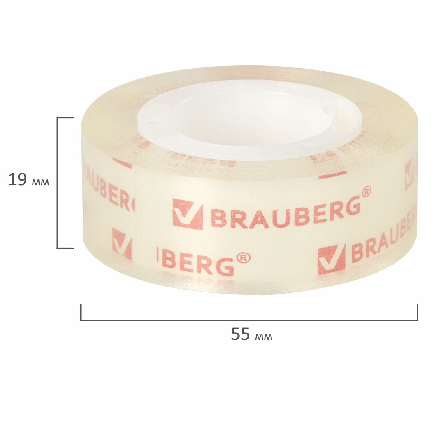 Лента клейкая Brauberg канцелярская прозрачная односторонняя 19 мм х 33 м 2 штуки - фото 6
