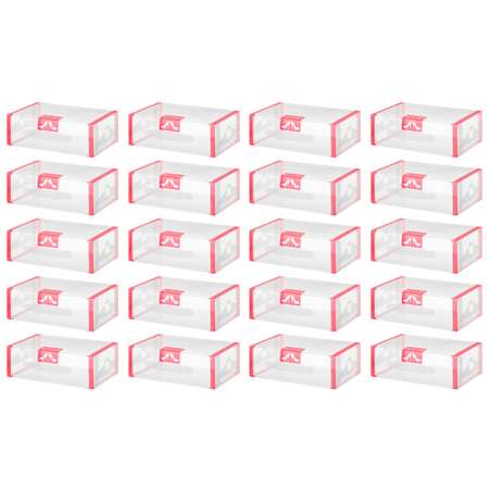 Набор коробок El Casa 20 шт для хранения женской обуви 30х18х10 см Красная кайма складные с ручкой