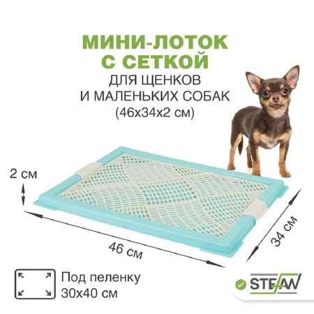 Туалет лоток для собак Stefan с сеткой мини XS 46х34см бирюзовый