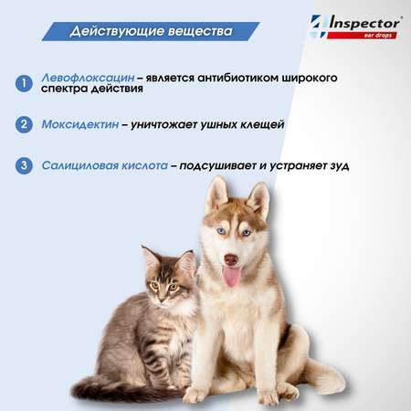 Капли для кошек и собак Inspector ушные 10мл