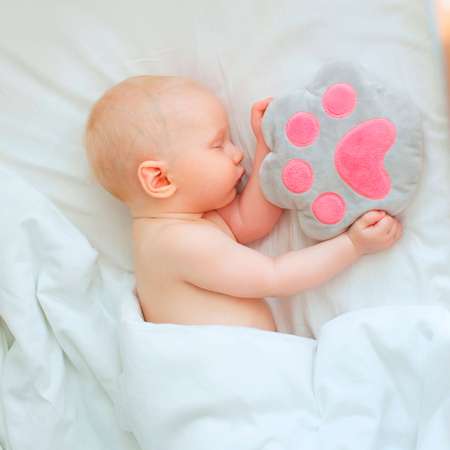 Игрушка Мякиши грелка с вишнёвыми косточками Лапа серо-розовая от коликов для новорожденных подарок