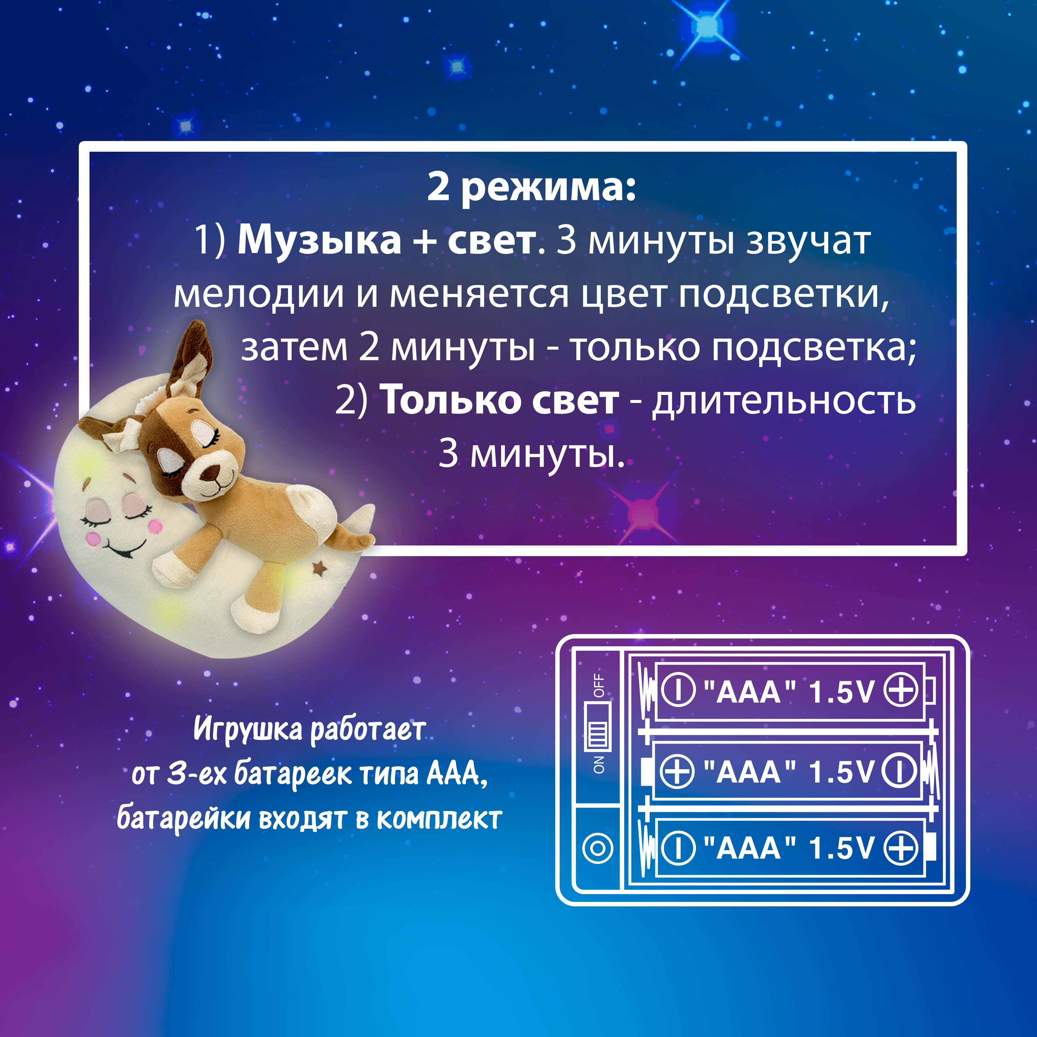 Ночник детский Лунатики Зверюшки-баюшки Собака с функциями - фото 12