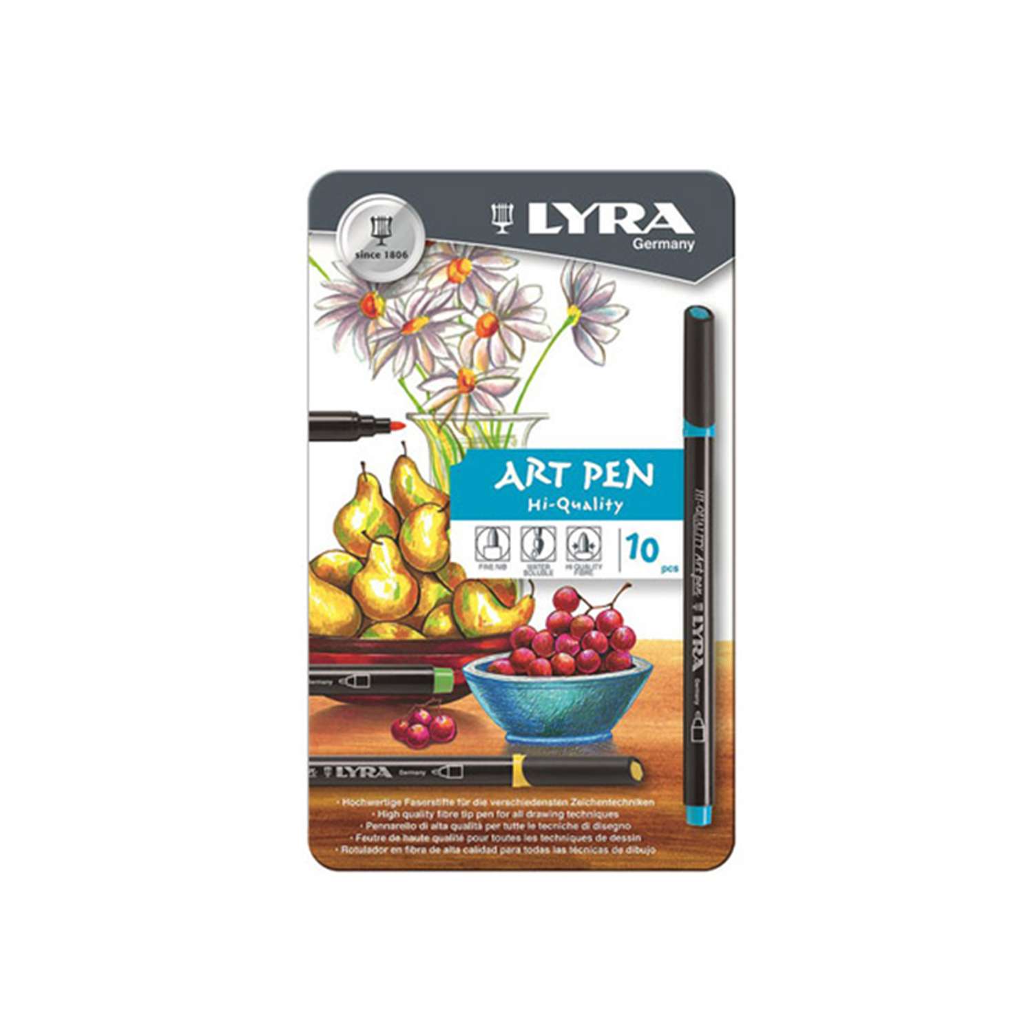 Фломастеры Lyra Art Pen 10 шт. металл - фото 1