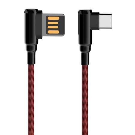 Кабель USB-Type-C LDNIO LS421 1м / 2.4 А / медь: 86 жил / угловой коннектор/ нейлоновая оплетка / красный