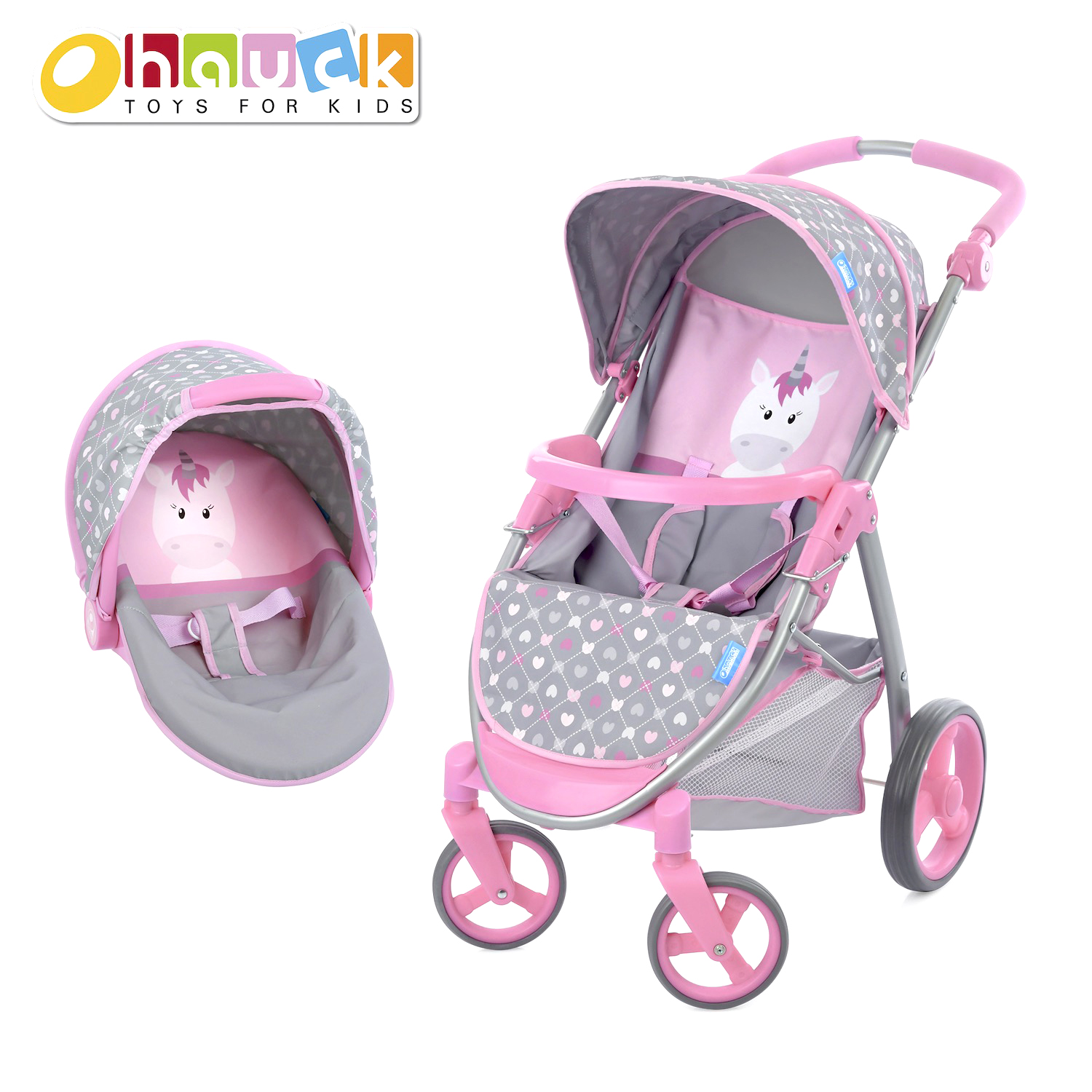 Коляска для кукол Hauck Malibu 2в1 Doll Travel System Unicorn Heart D85906 - фото 2