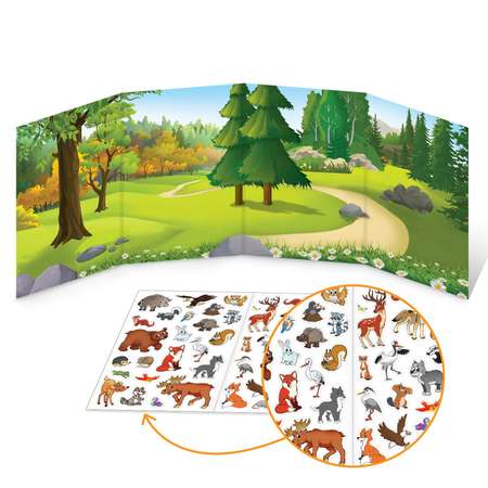 Набор книг с наклейками Буква-ленд многоразовыми набор «Изучаем животных» 4 шт.