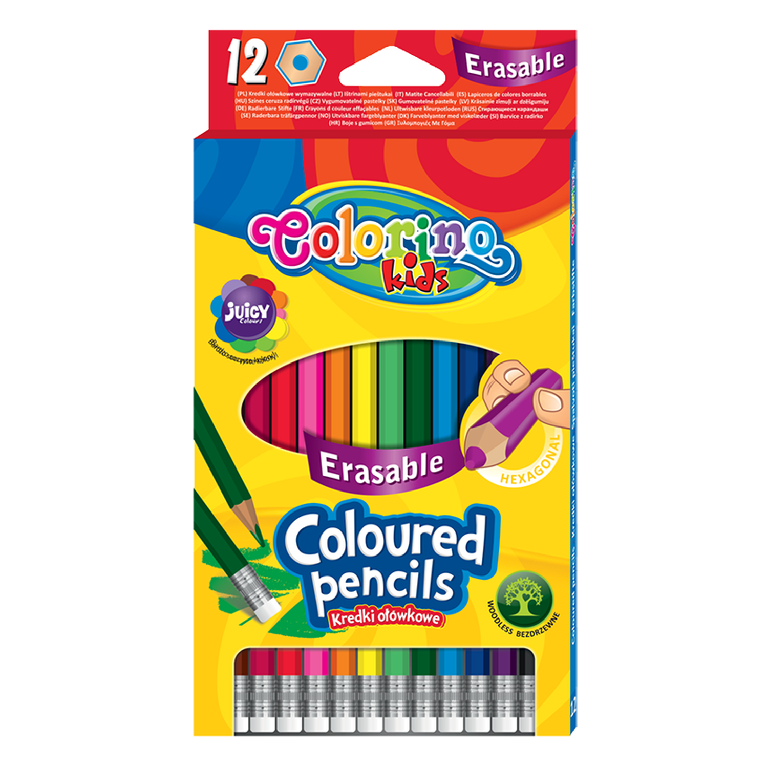 Цветные карандаши COLORINO Kids 12 цветов с ластиком - фото 1