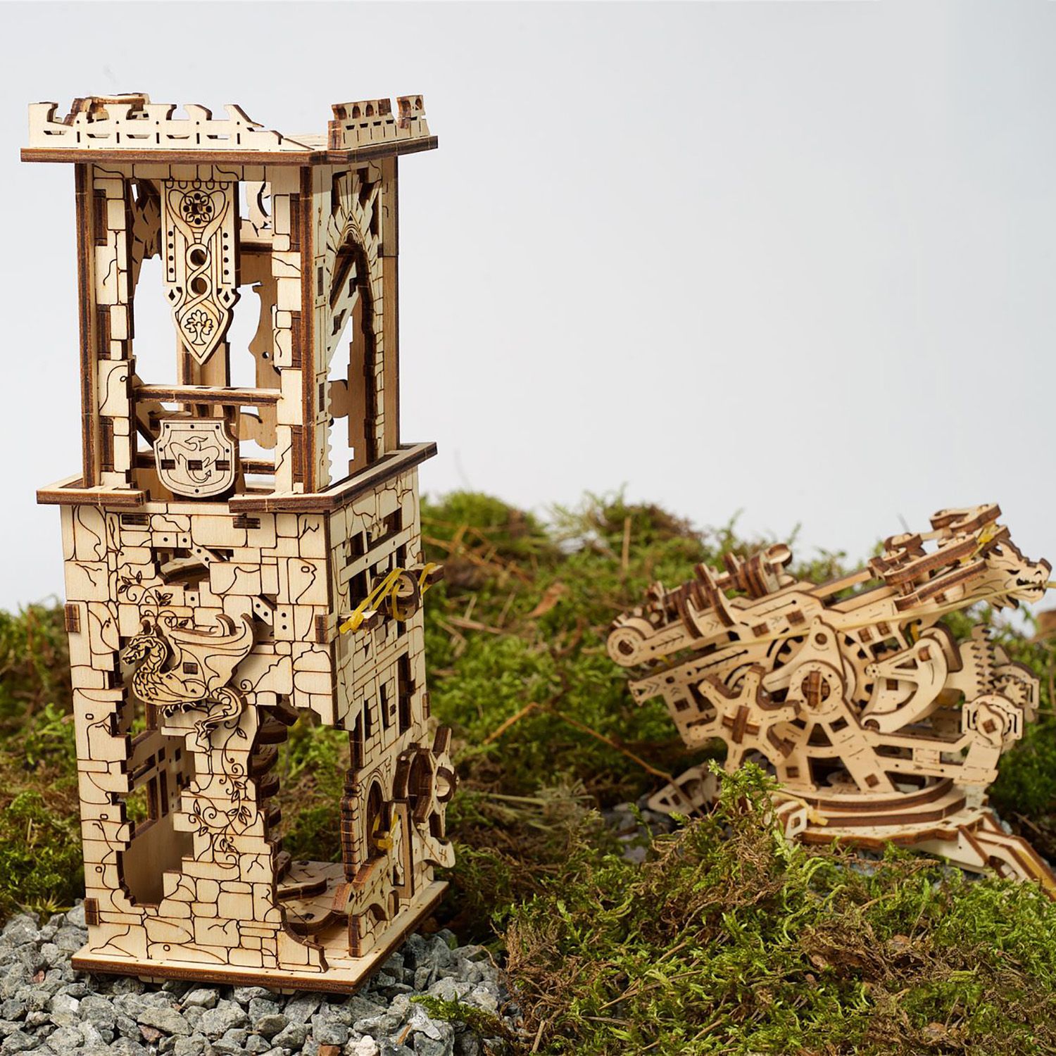 Сборная деревянная модель UGEARS Башня-аркбаллиста 3D-пазл механический конструктор - фото 4