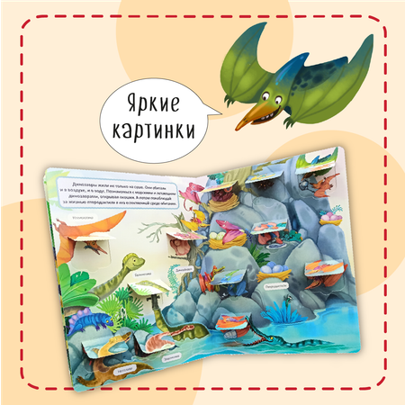 Книжка для малышей BimBiMon с окошками Динозавры Виммельбух