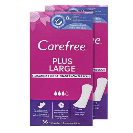 Прокладки гигиенические Carefree ежедневные 36 шт х 2 упаковки Plus large