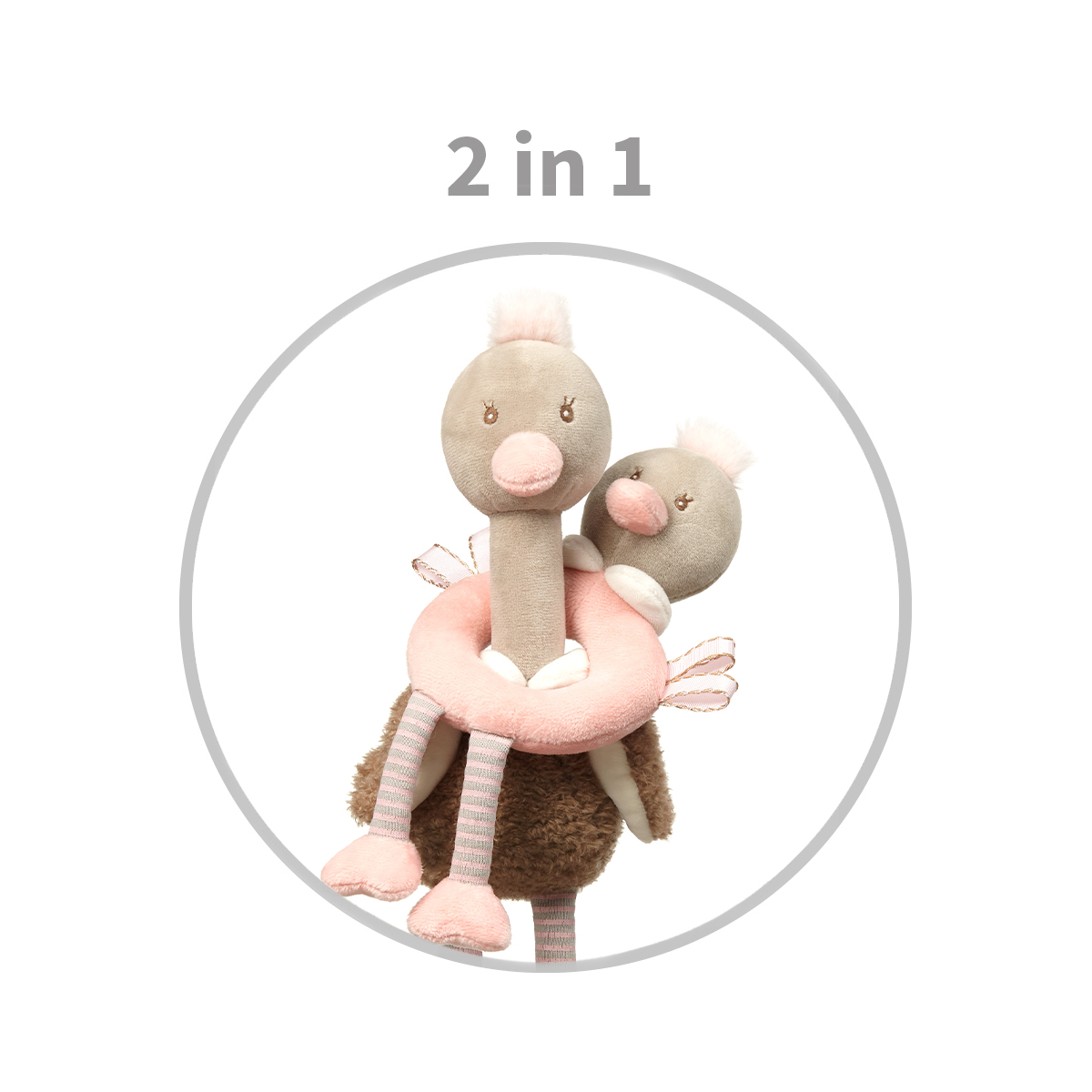 Набор игрушек Babyono Ostrich Family 2 шт с шелестящими элементами и пищалкой - фото 16