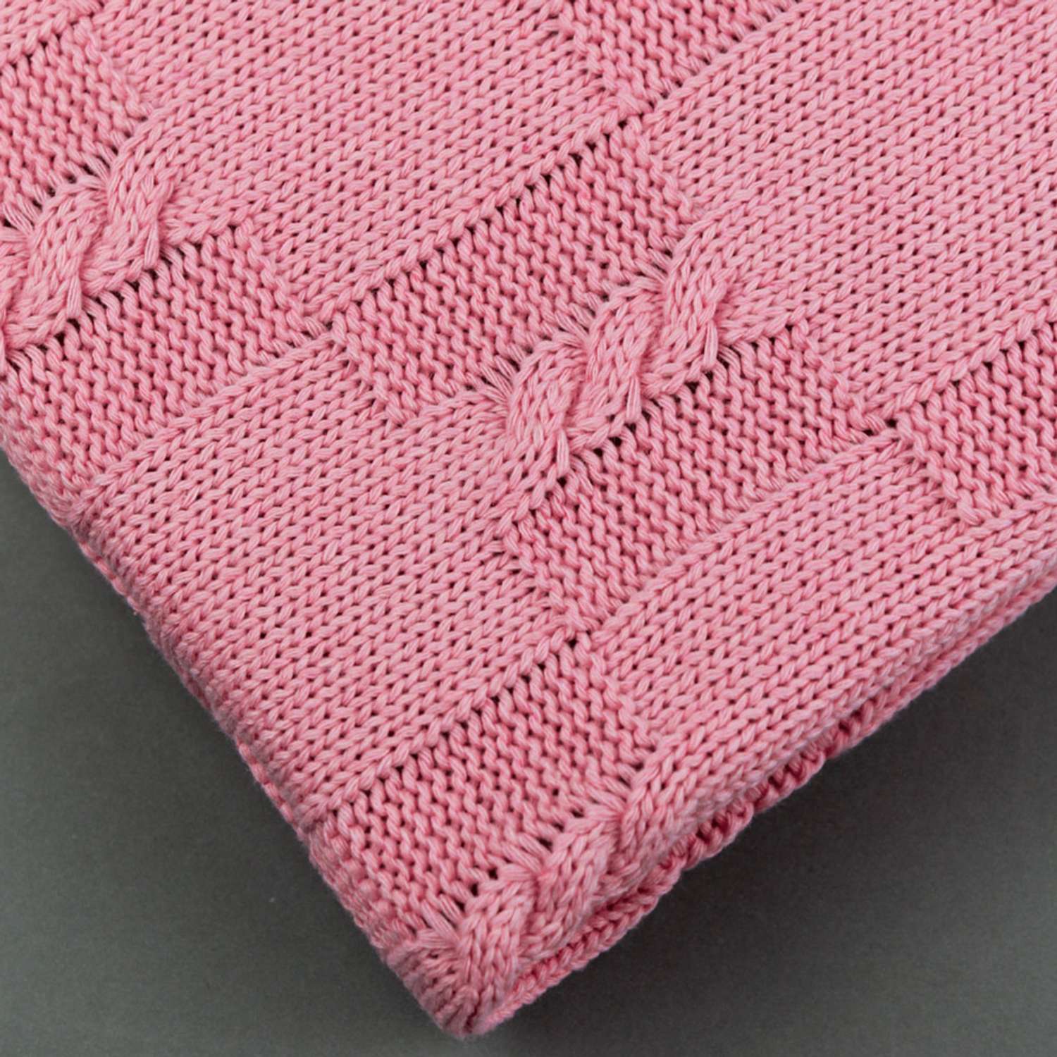 Плед-покрывало детский вязаный WARM WHIFF D-12 розовый на выписку в коляску в кроватку на лето 90x110 - фото 2