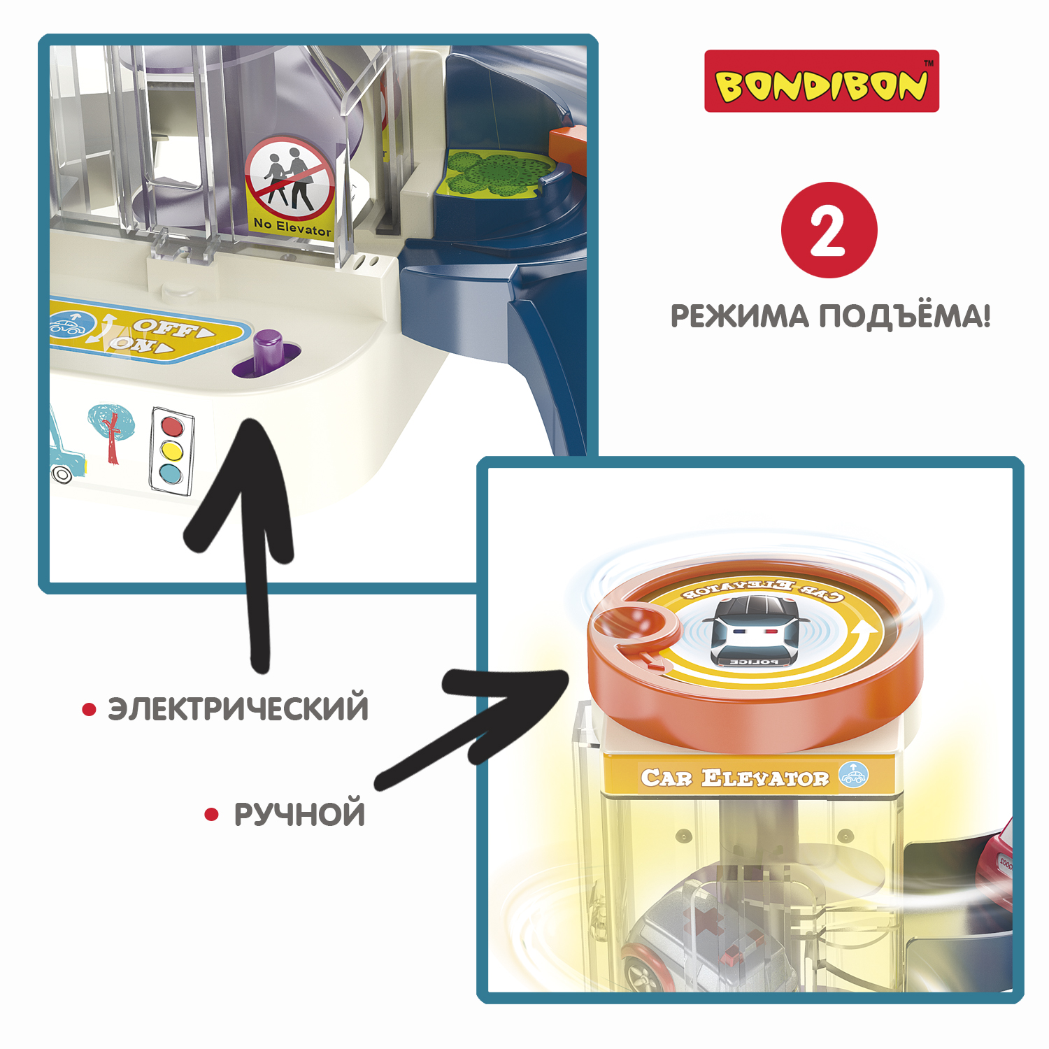 Игровой набор BONDIBON Многоуровневая Гараж Парковка со светом и звуком  серия Парк техники