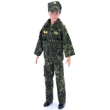 Костюм военного Модница для куклы 30 см 1409 зеленый