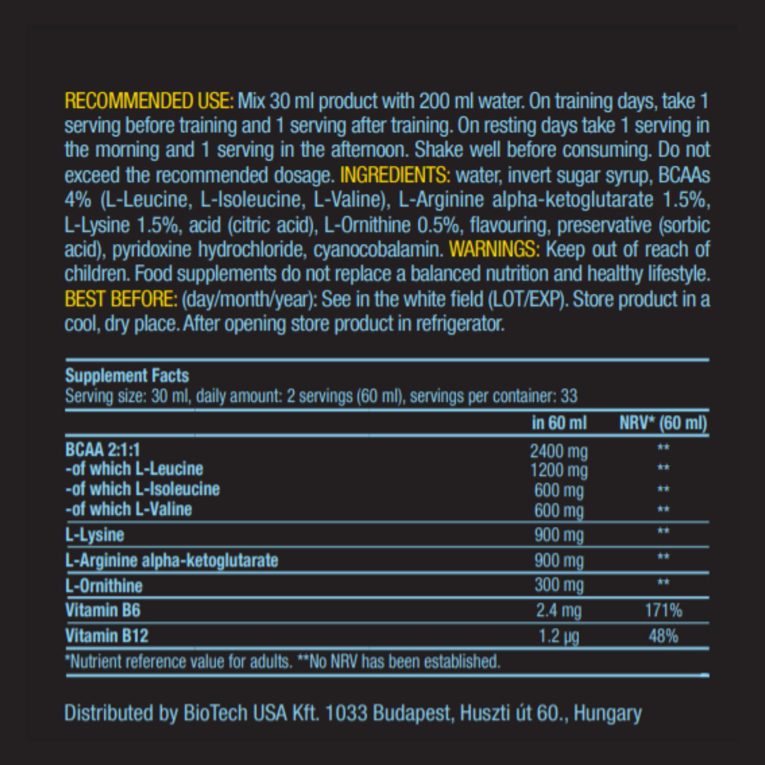 БЦАА BiotechUSA BCAA Liquid 1000 мл. Лимон - фото 2