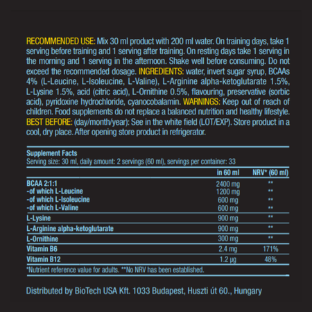 БЦАА BiotechUSA BCAA Liquid 1000 мл. Лимон