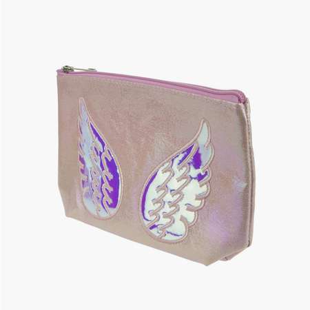 Пенал- косметичка Lukky нежно-розовая с аппликациями Ангел 22х13 см