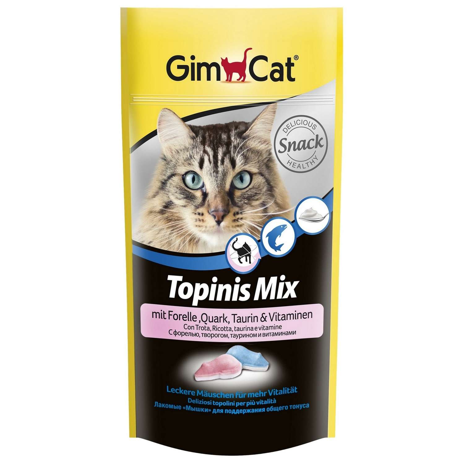 Лакомство для кошек Gimcat Мышки Микс витаминизированное форель-творог-таурин 40г - фото 1