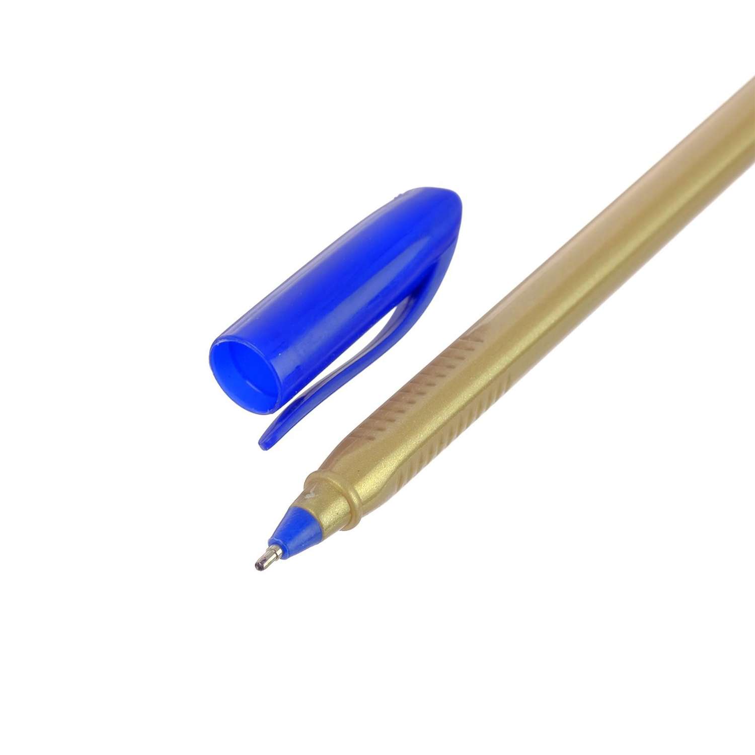 Ручка Calligrata 1.0 мм синий корпус треугольный золотой - фото 3