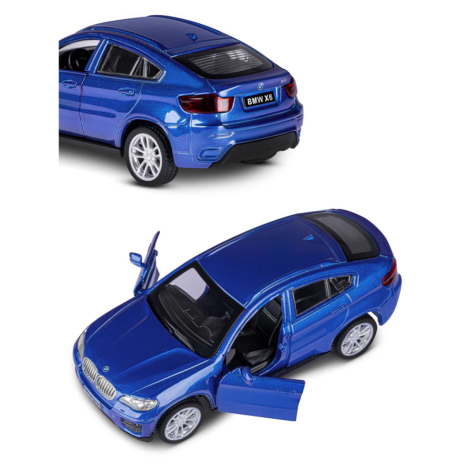 Машинка металлическая АВТОпанорама 1:43 BMW X6 синий инерционная JB1251253 - фото 8