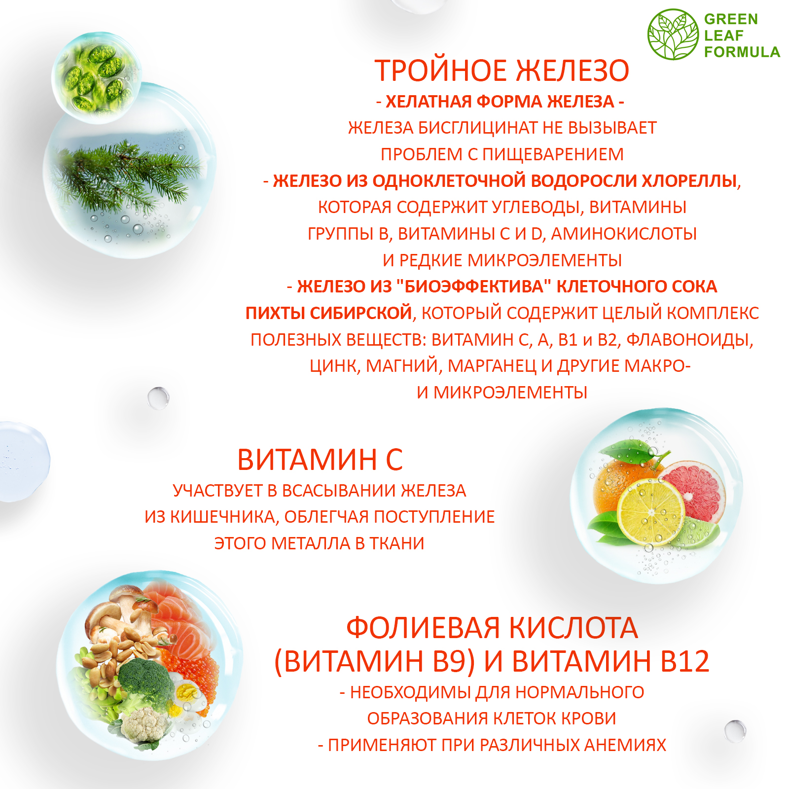 Набор Green Leaf Formula Железо витамины и Фолиевая кислота для беременных и кормящих женщин 90 капсул - фото 5