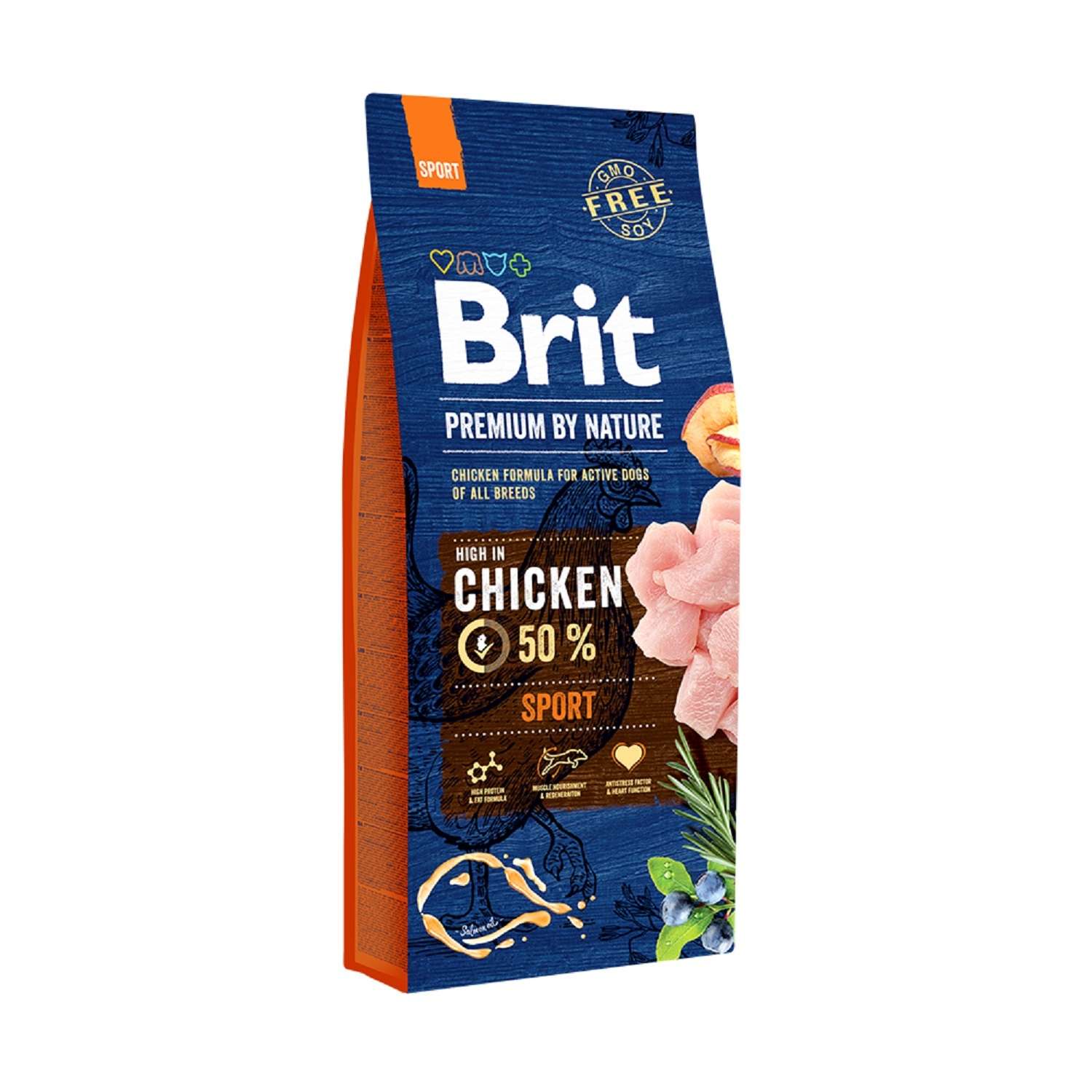 Корм для собак Brit Premium 15кг для энергичных курица - фото 1